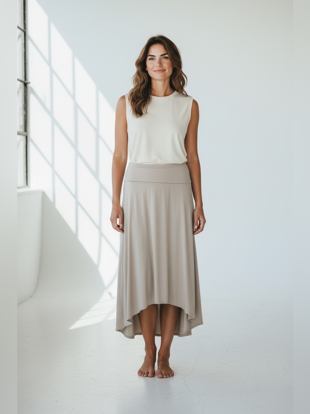 Marc Bouwer High Low Knit Skirt // Gray // XS